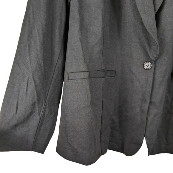 Eloquii Blazer 22 V Black Drapey Easy Fit Relaxed Long Sleeve Collar Jacket - Picture 3 of 9